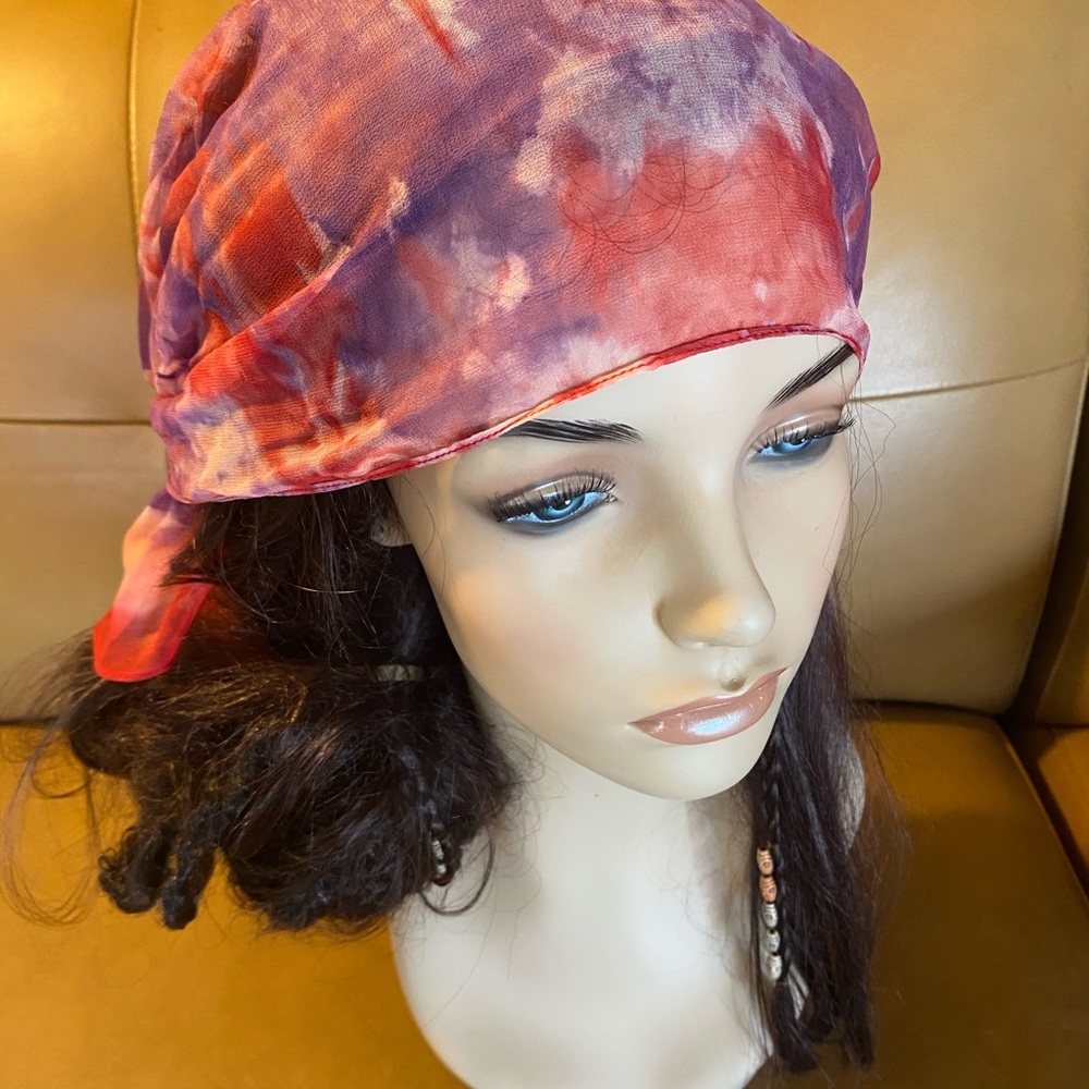 Vtg Tie Dye Scarf Belt Sheer Boho